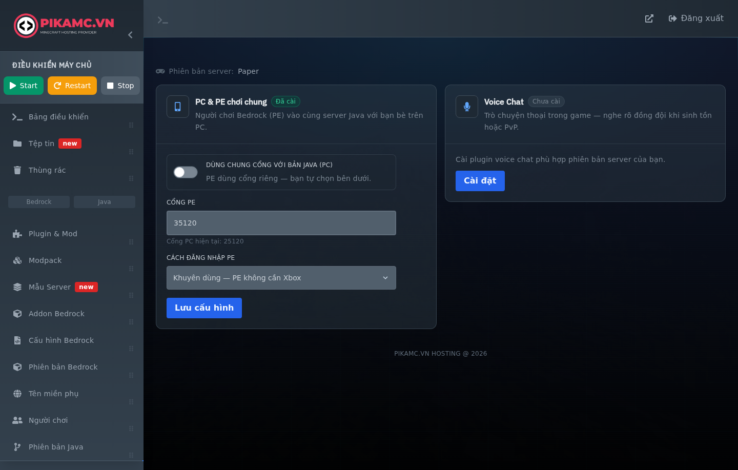 Cài Voice Chat trên Panel PIKAMC