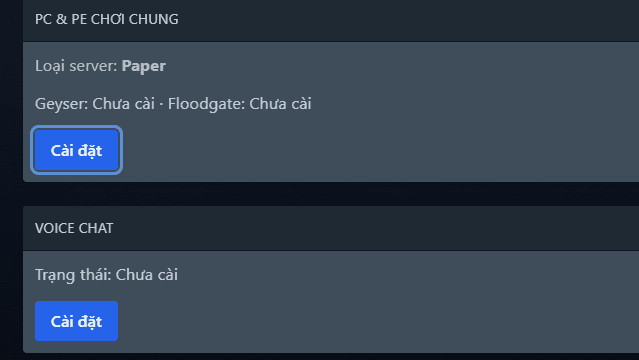 Cài đặt chơi chung PC & PE chỉ 1 click, cài đặt voice chat chỉ 1 click.