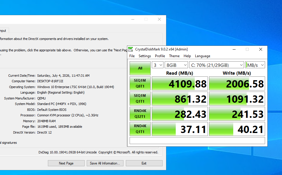 Tốc độ đọc NVMe trên PIKAMC Cloud VM
